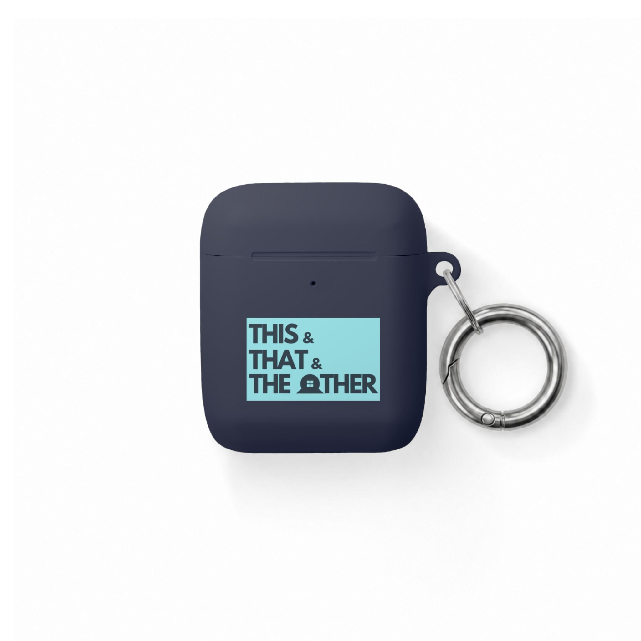 AirPods Case — "This & That & The Other" Retro Blue Keyring Cover