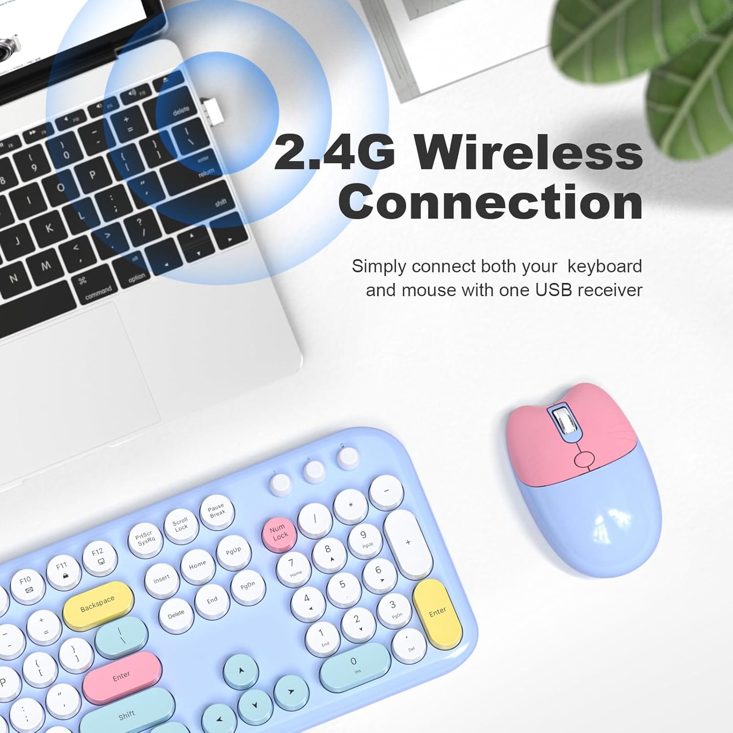 Wireless Keyboard Mouse Combo Silent 104 Keys