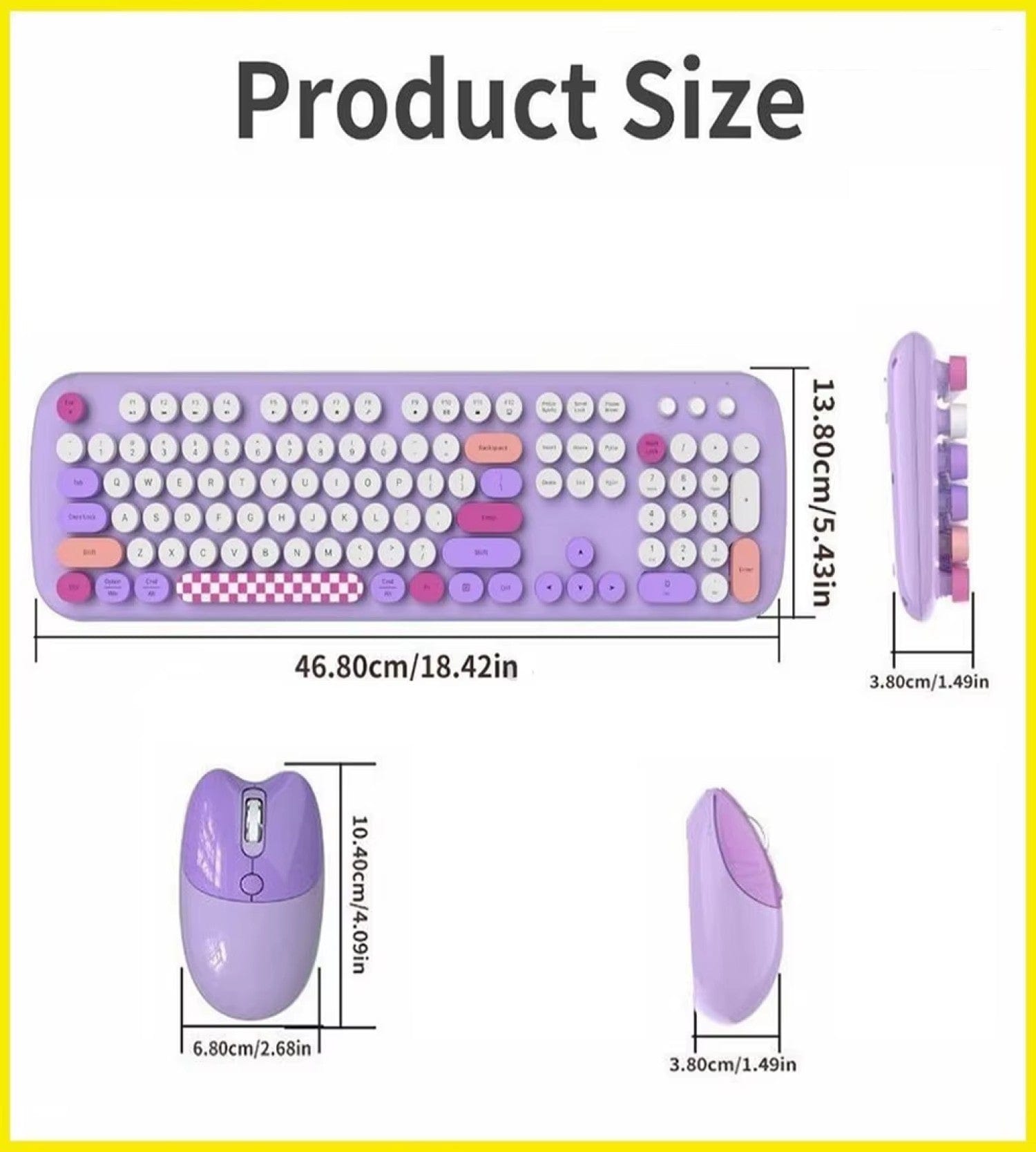 Wireless Keyboard Mouse Combo Silent 104 Keys