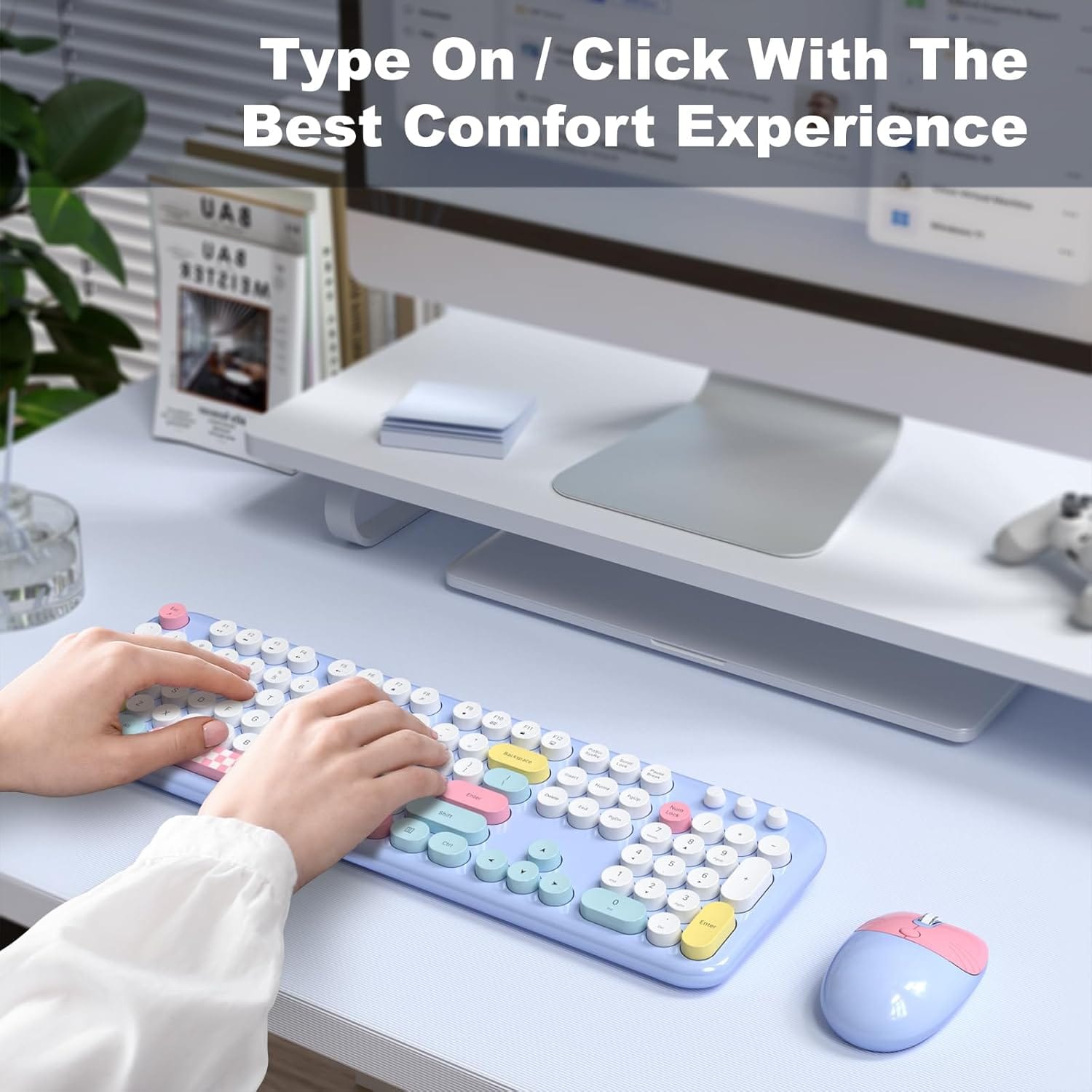 Wireless Keyboard Mouse Combo Silent 104 Keys