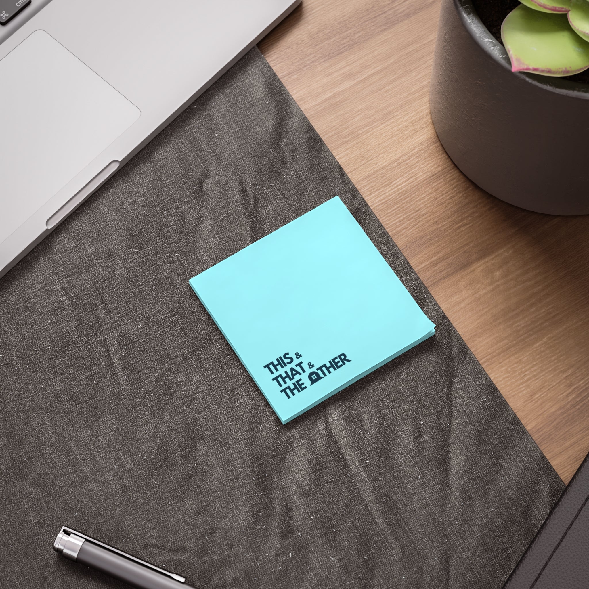 Post-it Note Pad - "This & That & The Other" Minimal Blue Sticky Notes