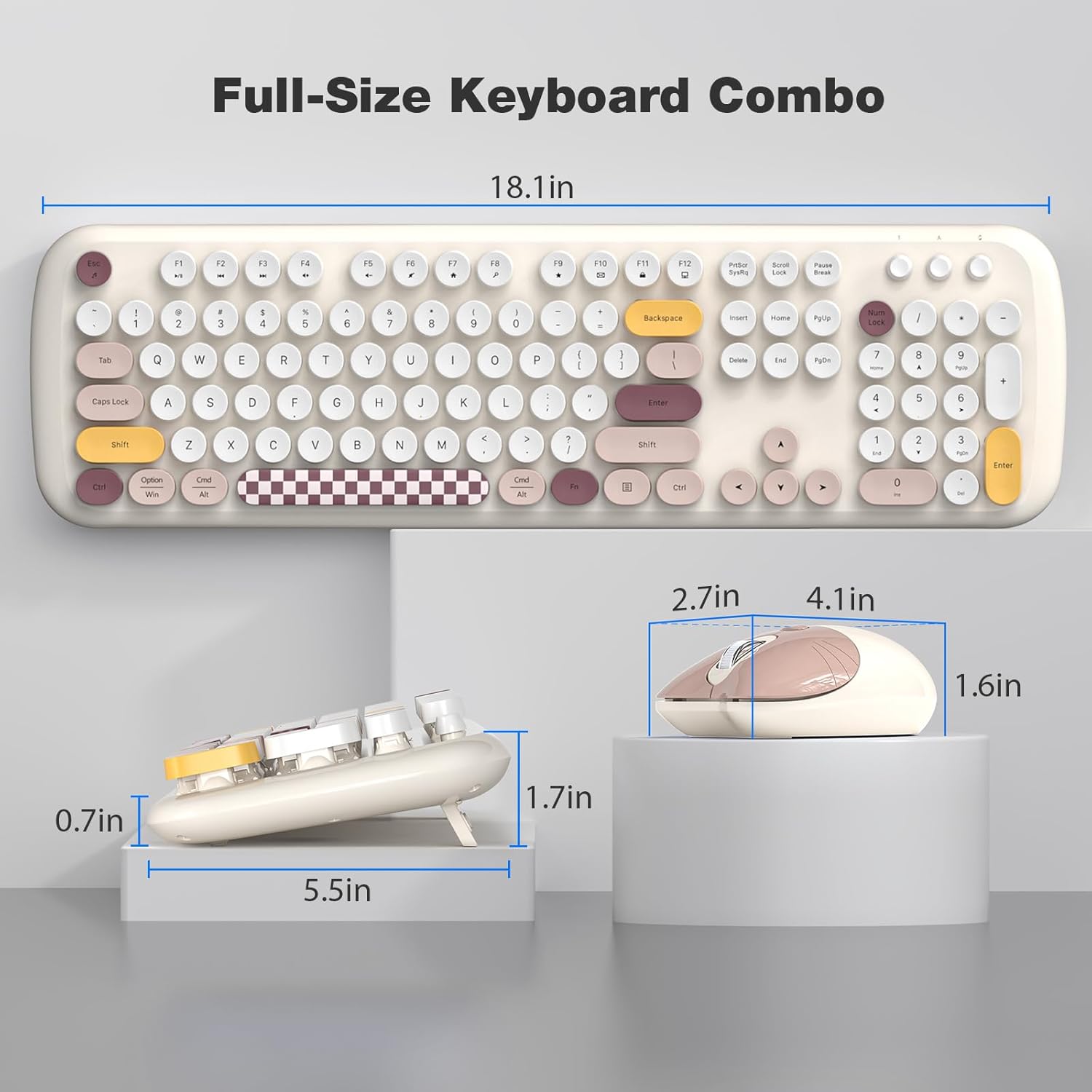 Wireless Keyboard Mouse Combo Silent 104 Keys