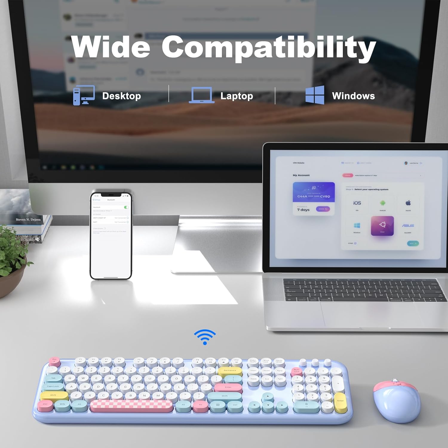Wireless Keyboard Mouse Combo Silent 104 Keys
