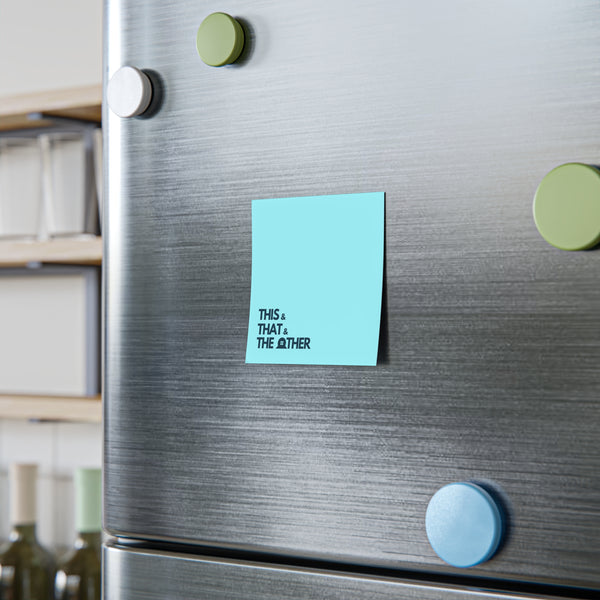 Post-it Note Pad - "This & That & The Other" Minimal Blue Sticky Notes