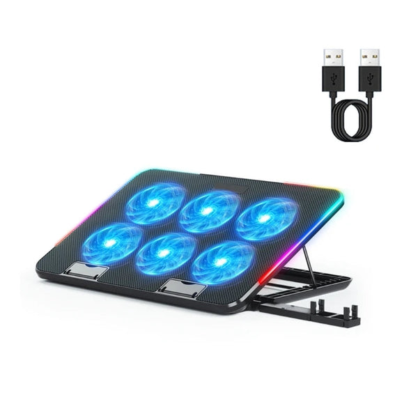 6-Fan Laptop Cooling Pad with LED