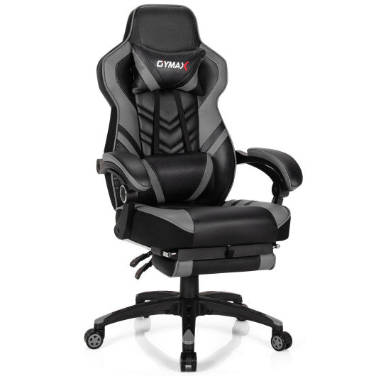 Adjustable Gray Gaming Chair with Footrest