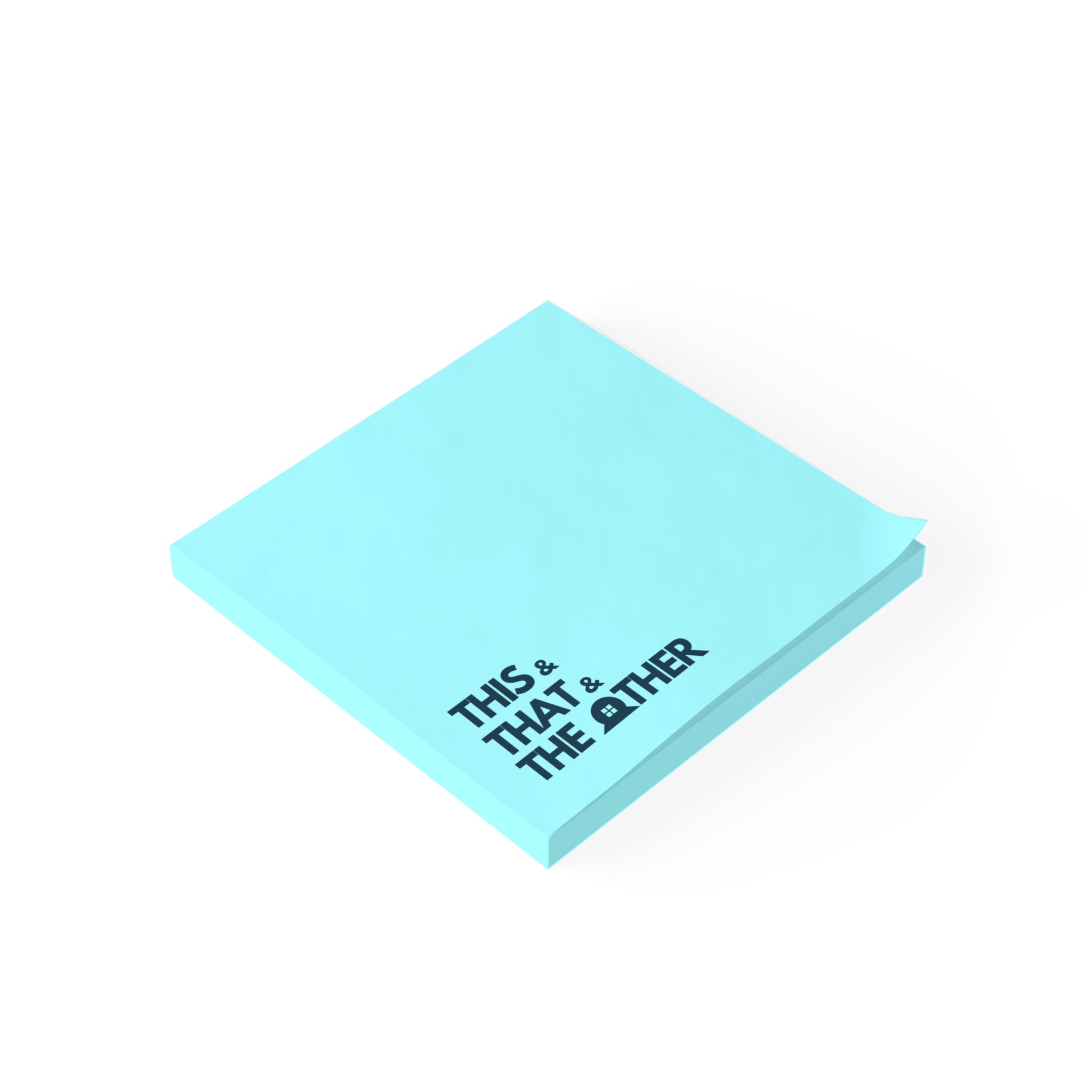 Post-it Note Pad - "This & That & The Other" Minimal Blue Sticky Notes