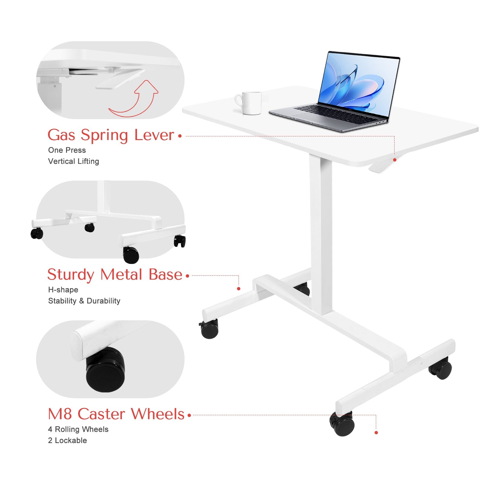 Adjustable Rolling Standing Desk for Treadmills