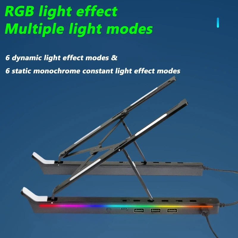 RGB Adjustable Laptop Stand with USB Hub