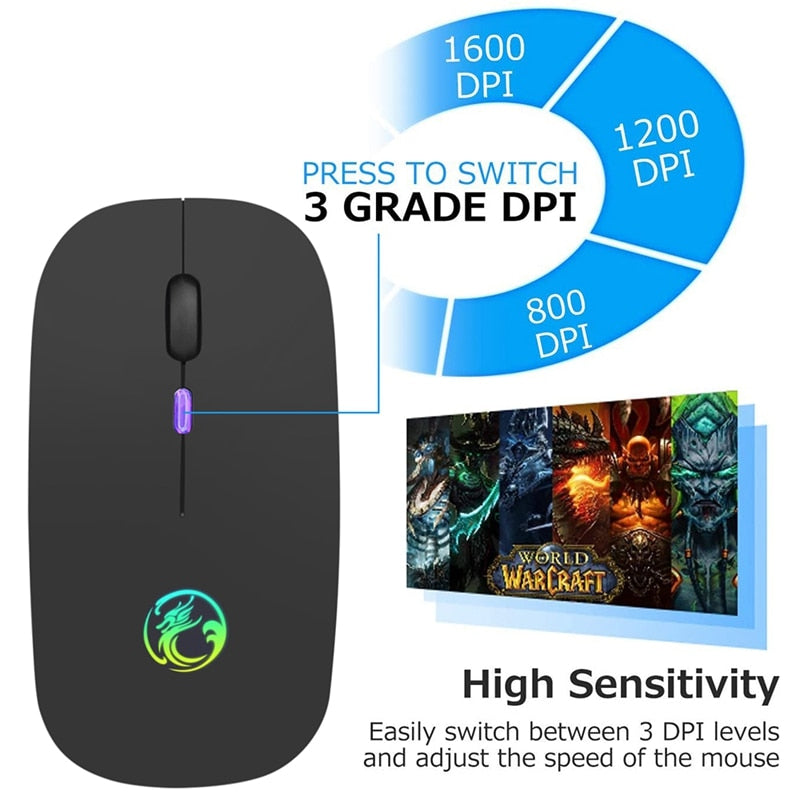 Wireless Bluetooth RGB Rechargeable Ergonomic Mouse