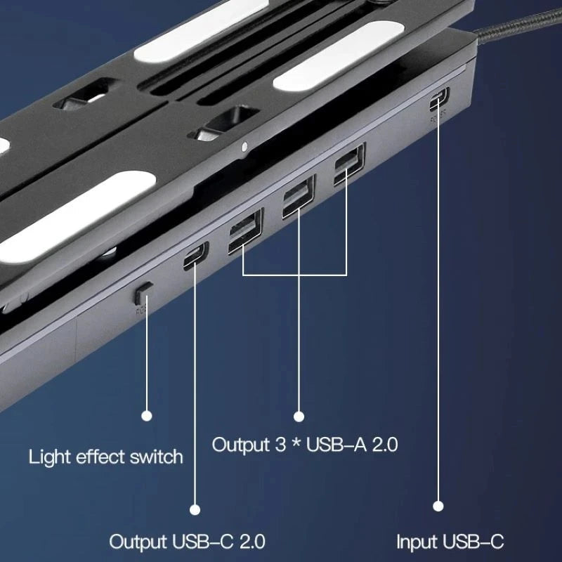 RGB Adjustable Laptop Stand with USB Hub