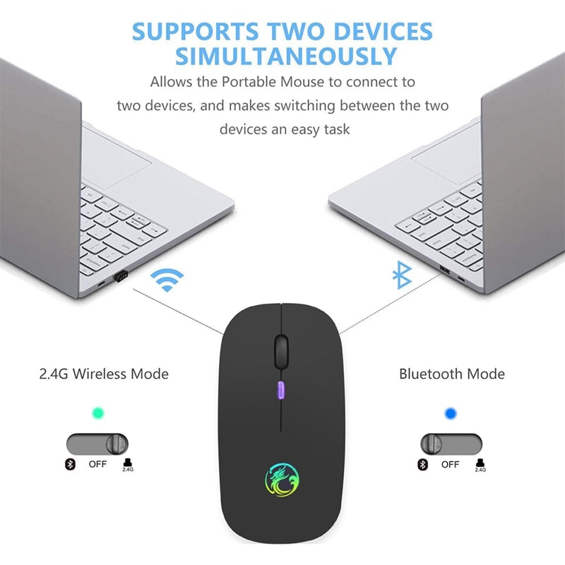 Wireless Bluetooth RGB Rechargeable Ergonomic Mouse