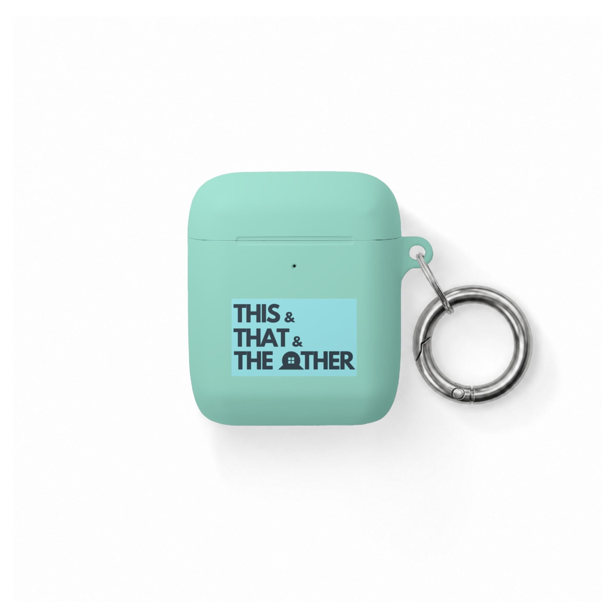 AirPods Case — "This & That & The Other" Retro Blue Keyring Cover