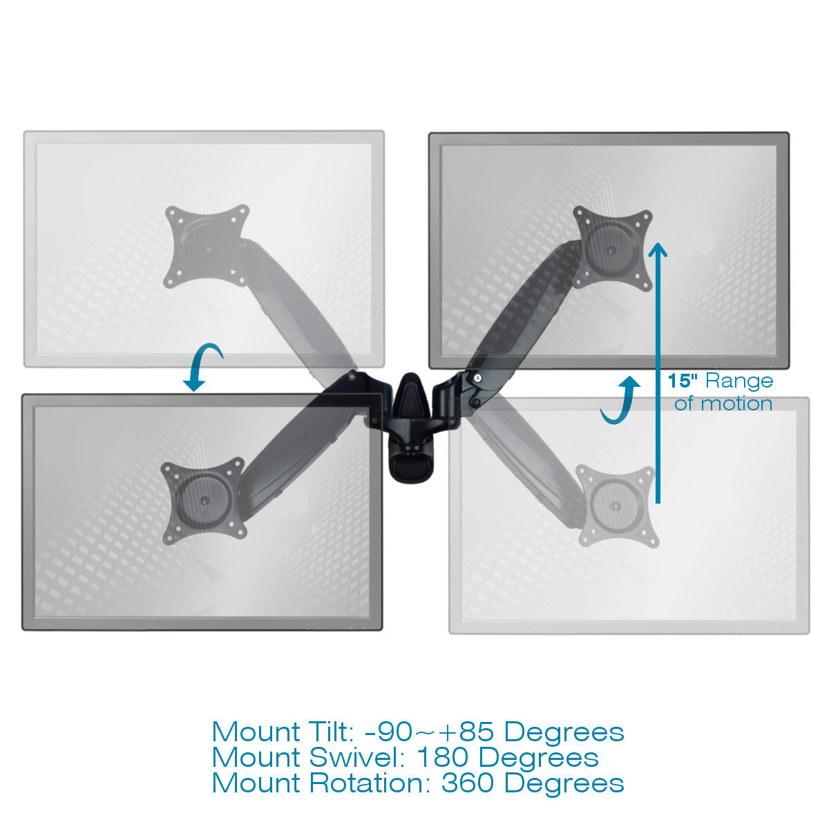Dual Screen Sit Stand Wall Mount Monitor Arm