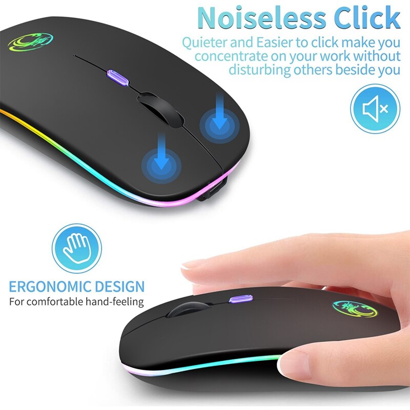 Wireless Bluetooth RGB Rechargeable Ergonomic Mouse