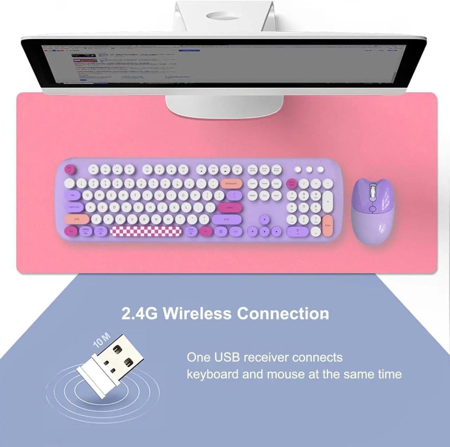 Wireless Keyboard Mouse Combo Silent 104 Keys