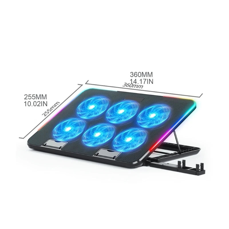 6-Fan Laptop Cooling Pad with LED