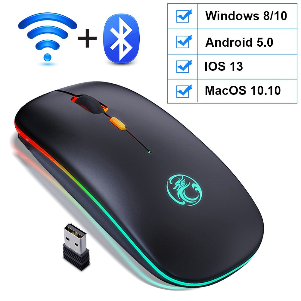 Wireless Bluetooth RGB Rechargeable Ergonomic Mouse