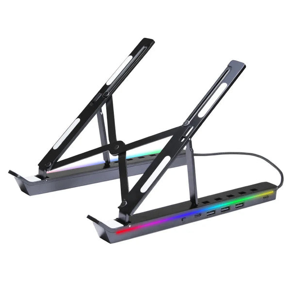 RGB Adjustable Laptop Stand with USB Hub