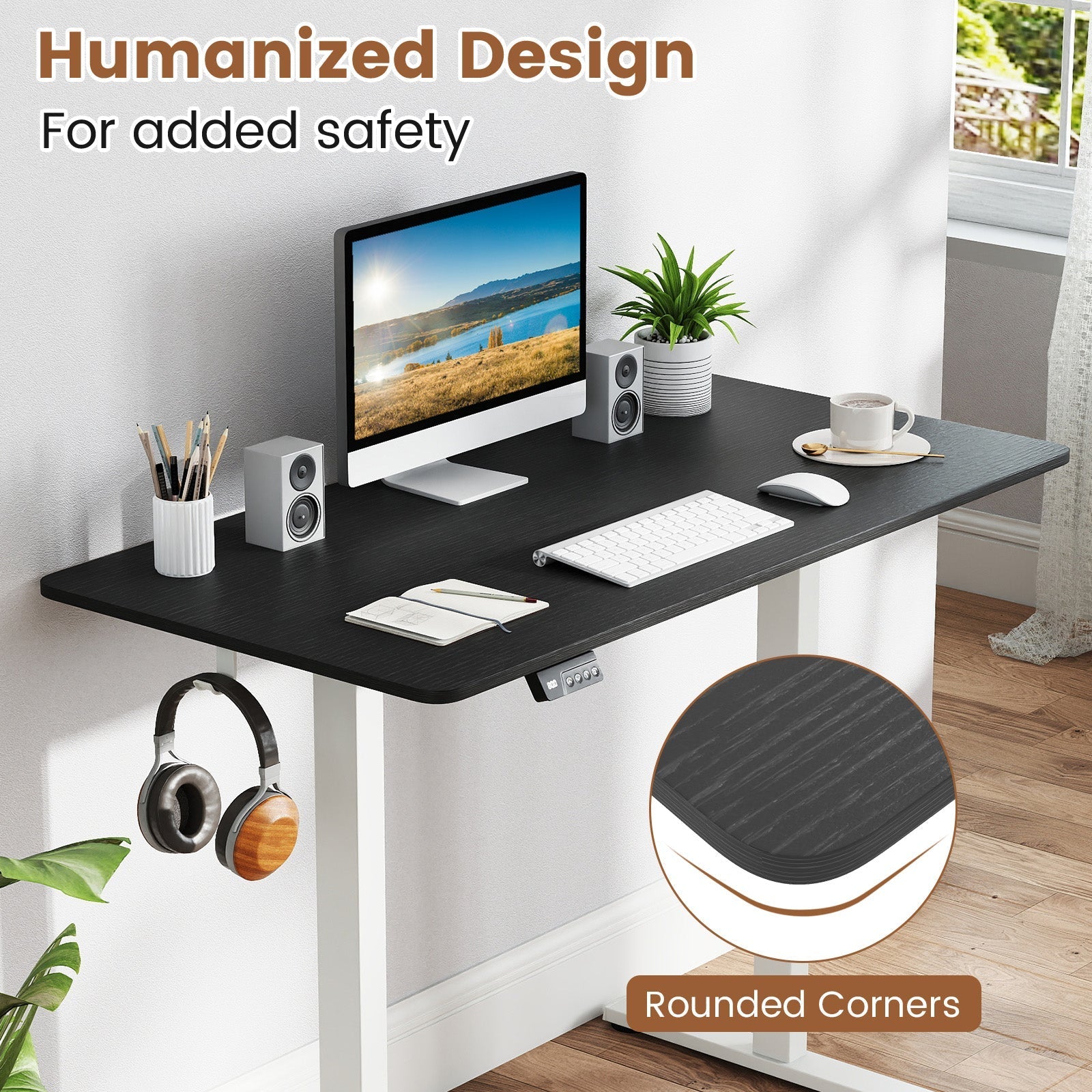 Electric Standing Desk with LED Display and 2 Memory Height Settings