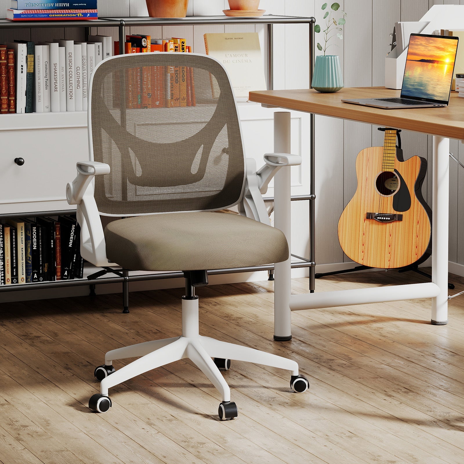 Ergonomic Computer Desk Chair with Lumbar Support and Flip-up Arms