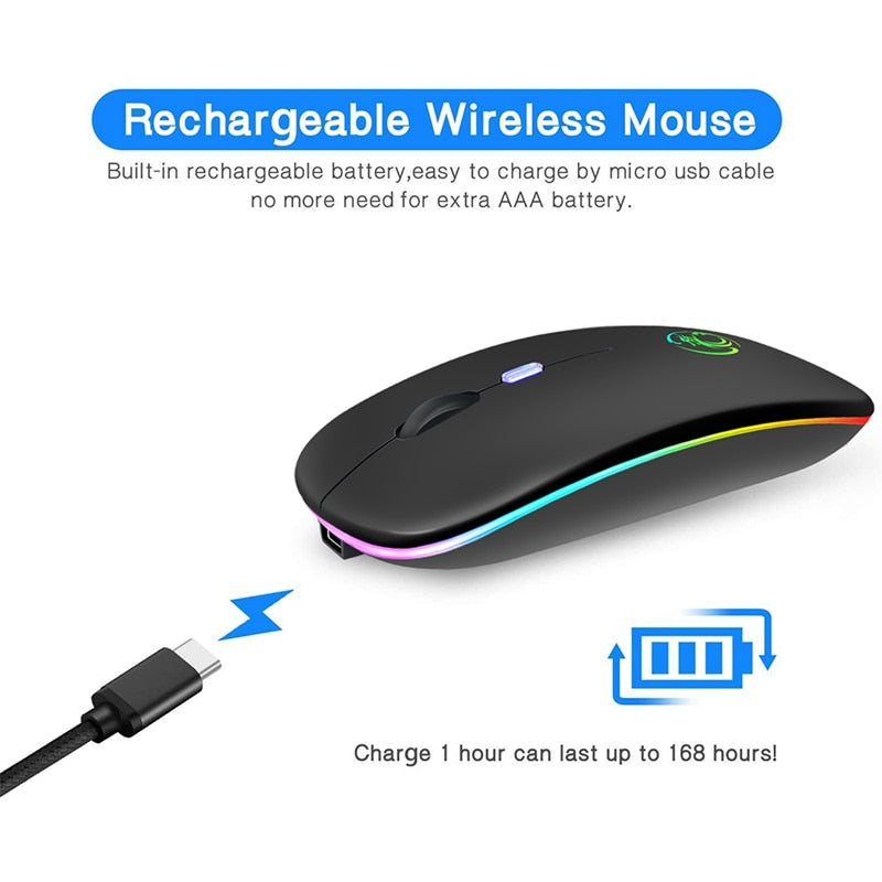 Wireless Bluetooth RGB Rechargeable Ergonomic Mouse