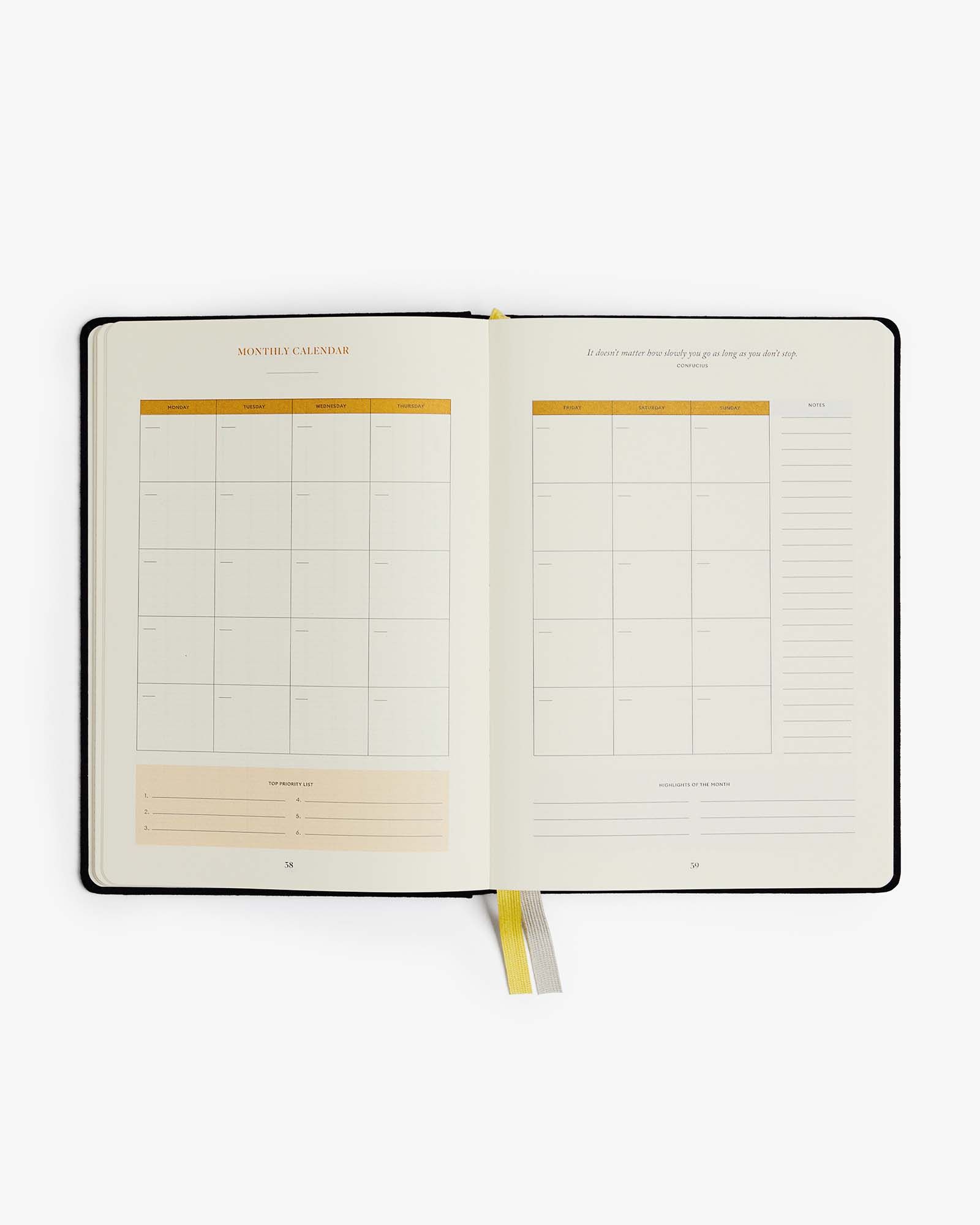 Black Productivity Planner for Daily Organization