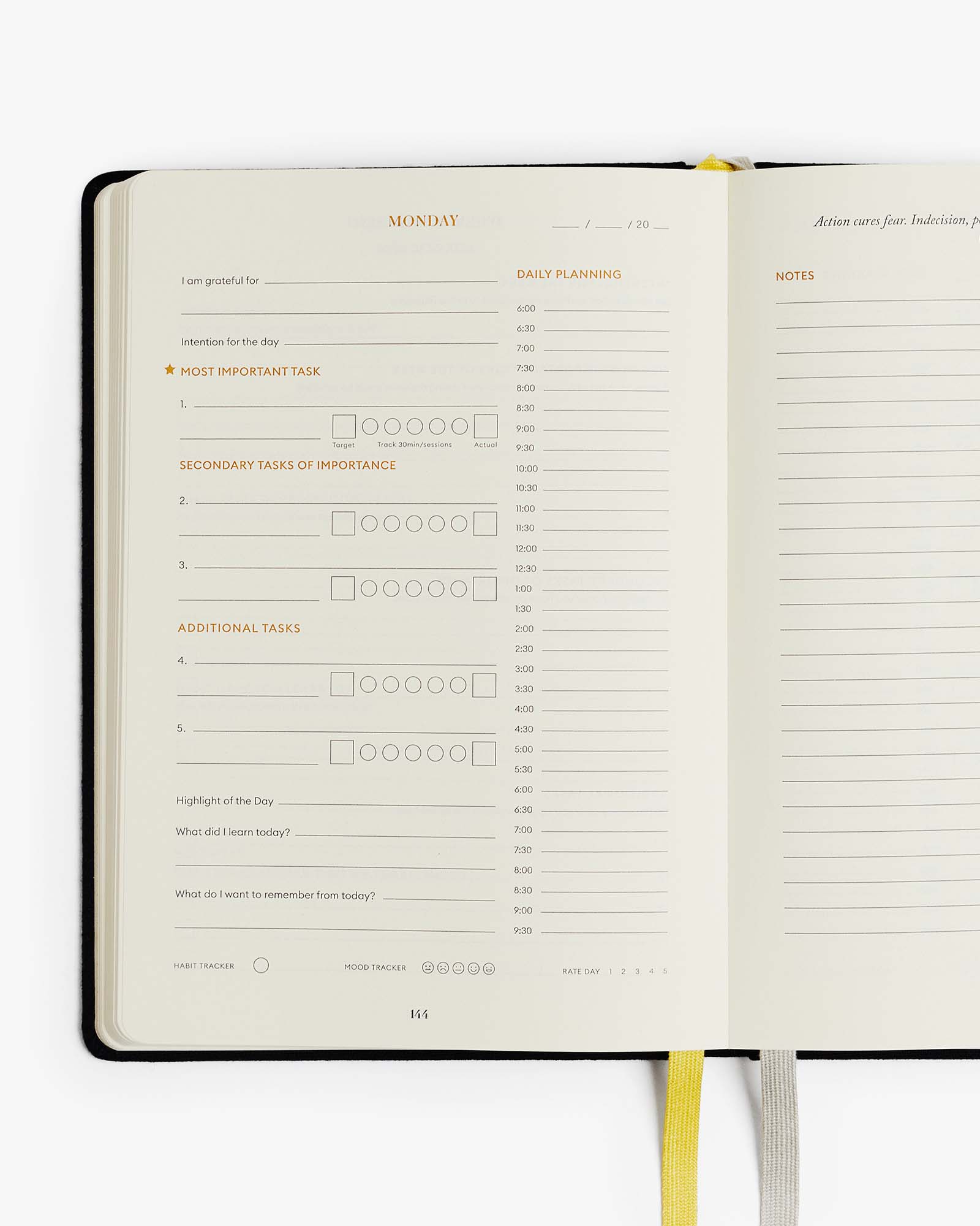 Black Productivity Planner for Daily Organization