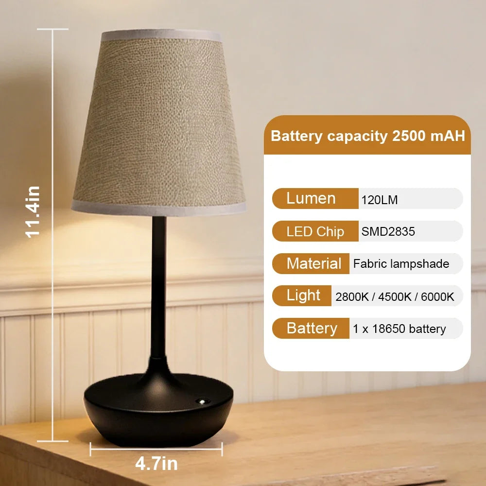 Rechargeable LED Fabric Lampshade Table Lamp