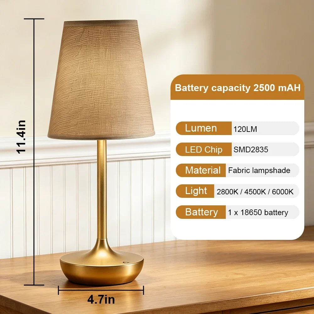 Rechargeable LED Fabric Lampshade Table Lamp