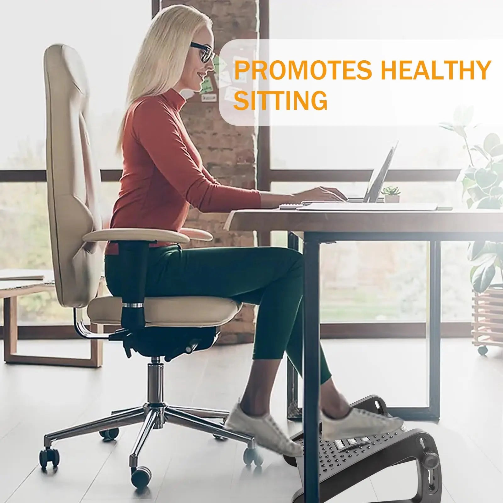 Ergonomic Under-Desk Footrest With Massage Rollers