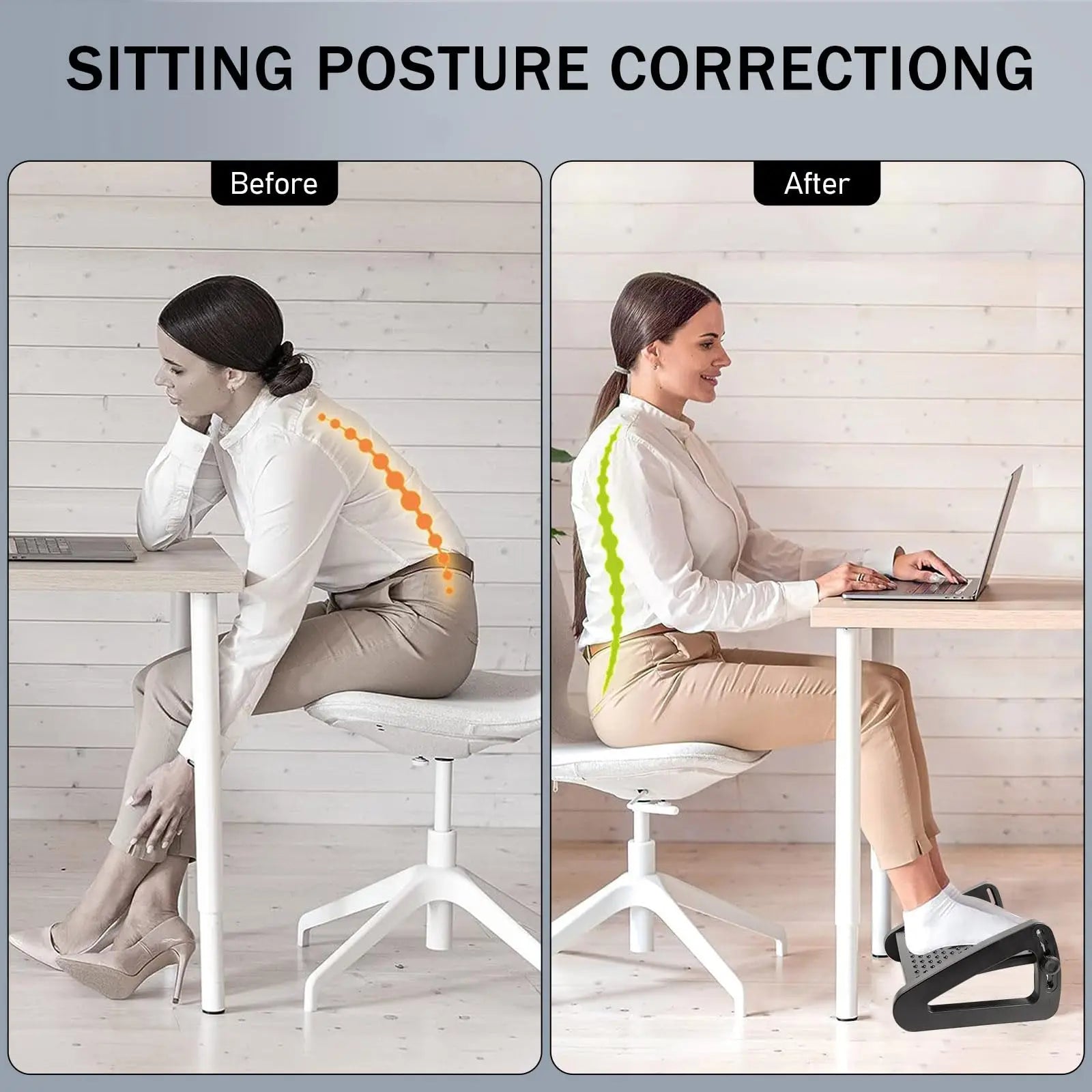 Ergonomic Under-Desk Footrest With Massage Rollers