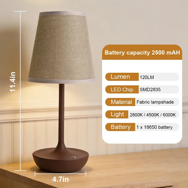Rechargeable LED Fabric Lampshade Table Lamp