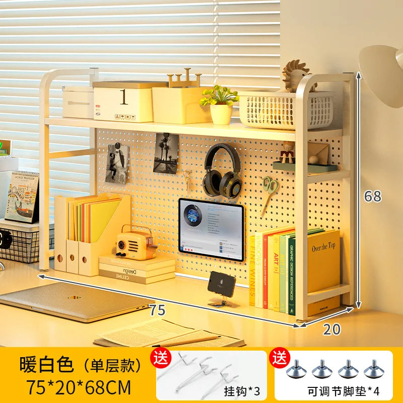 Iron Desktop Pegboard Multi-Tier Organizer Shelf