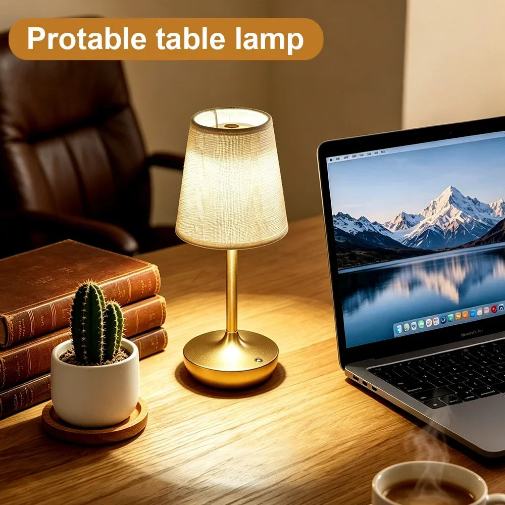 Rechargeable LED Fabric Lampshade Table Lamp