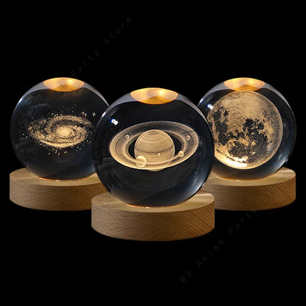 3D Crystal Ball Galaxy Night Light Lamp