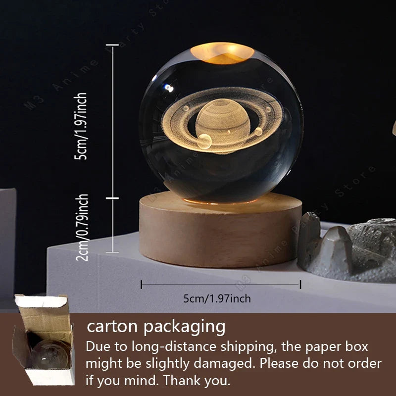3D Crystal Ball Galaxy Night Light Lamp