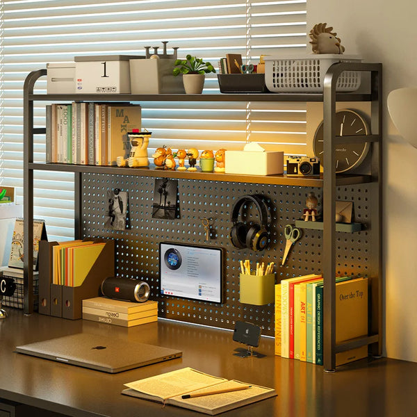 Iron Desktop Pegboard Multi-Tier Organizer Shelf