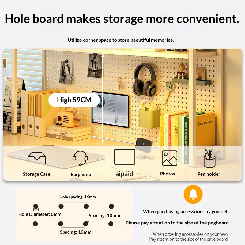 Iron Desktop Pegboard Multi-Tier Organizer Shelf