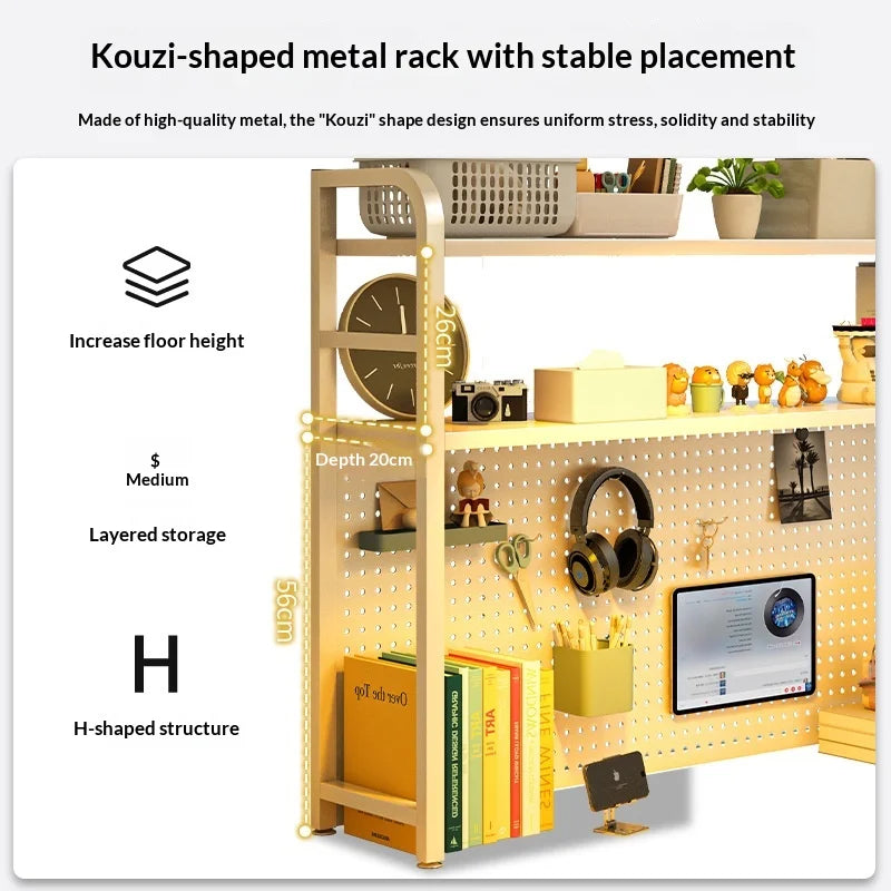 Iron Desktop Pegboard Multi-Tier Organizer Shelf