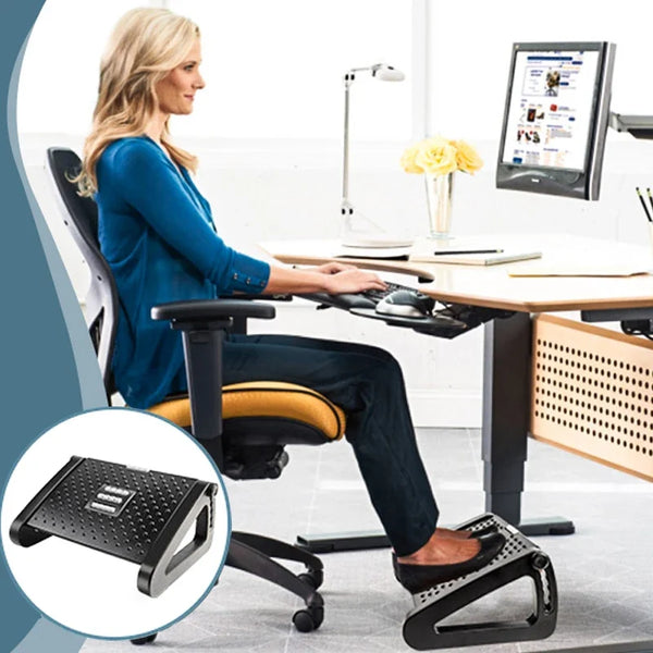 Ergonomic Under-Desk Footrest With Massage Rollers