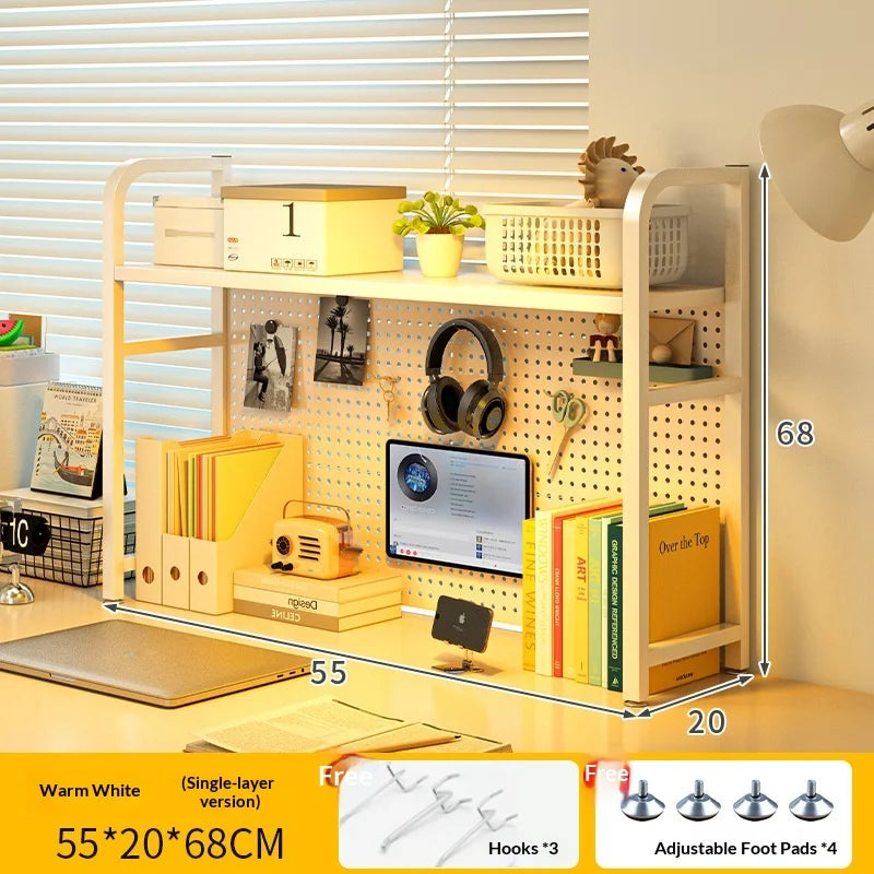 Iron Desktop Pegboard Multi-Tier Organizer Shelf