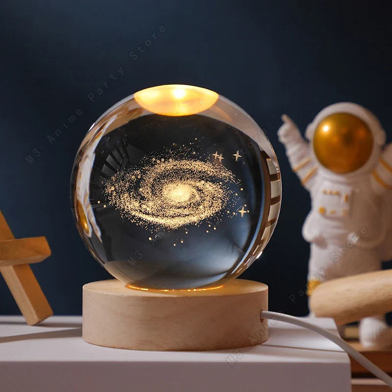 3D Crystal Ball Galaxy Night Light Lamp