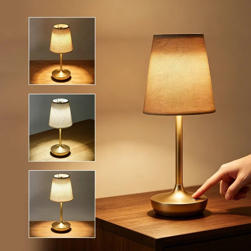 Rechargeable LED Fabric Lampshade Table Lamp