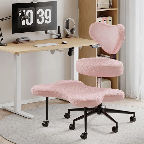 Cross-Legged Adjustable Office Chair with Wheels