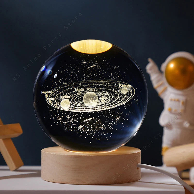 3D Crystal Ball Galaxy Night Light Lamp