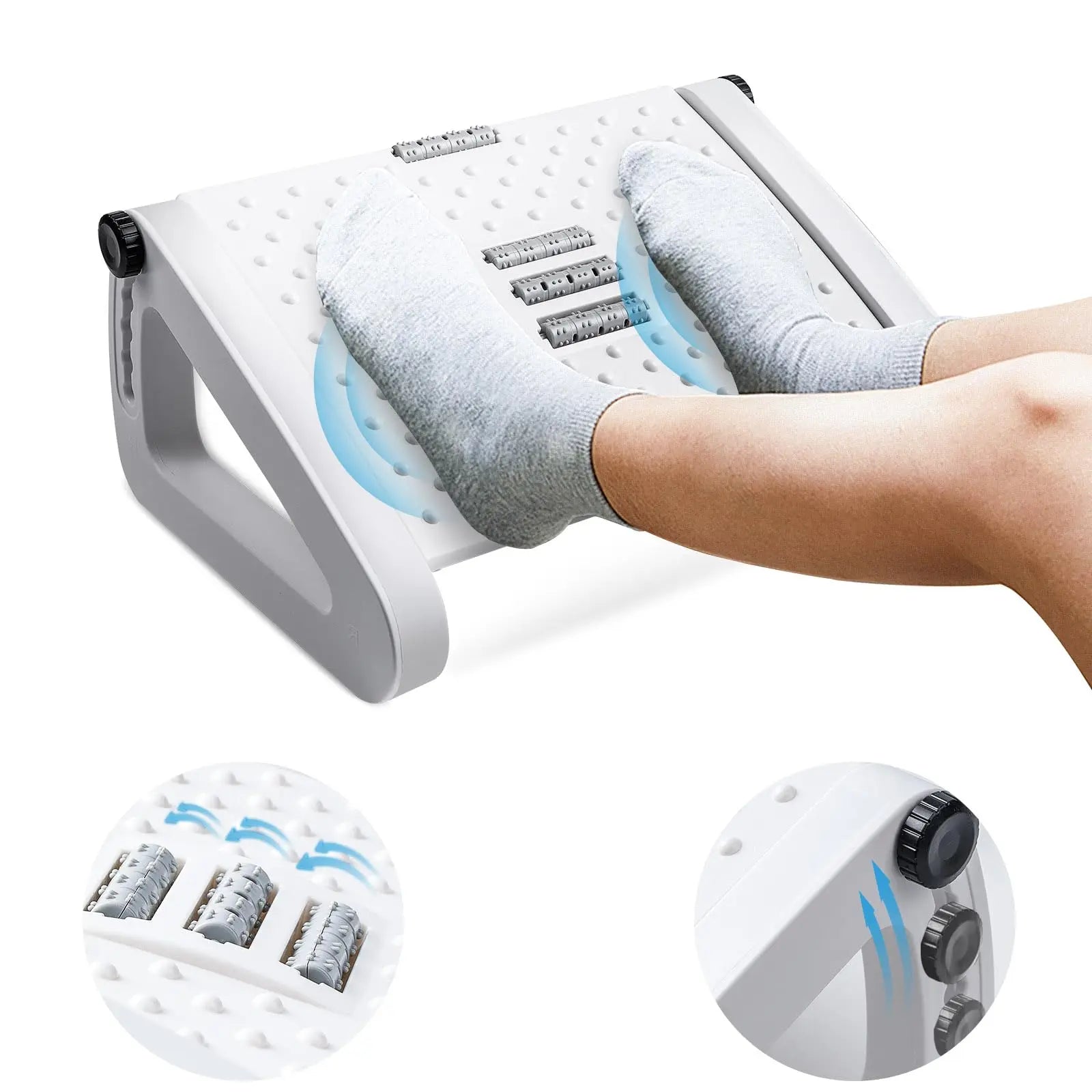 Ergonomic Under-Desk Footrest With Massage Rollers