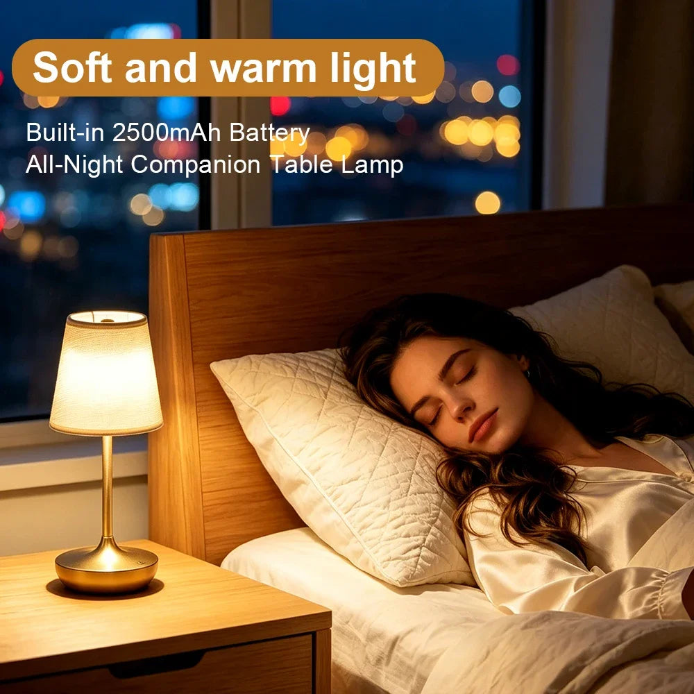 Rechargeable LED Fabric Lampshade Table Lamp