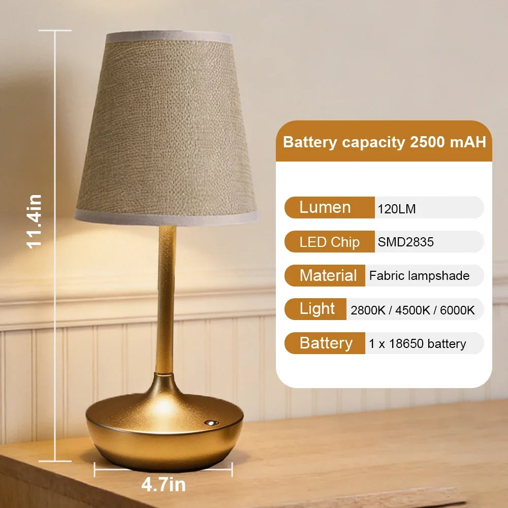 Rechargeable LED Fabric Lampshade Table Lamp