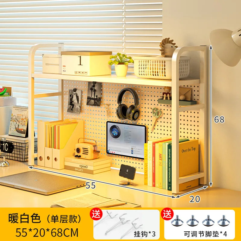 Iron Desktop Pegboard Multi-Tier Organizer Shelf